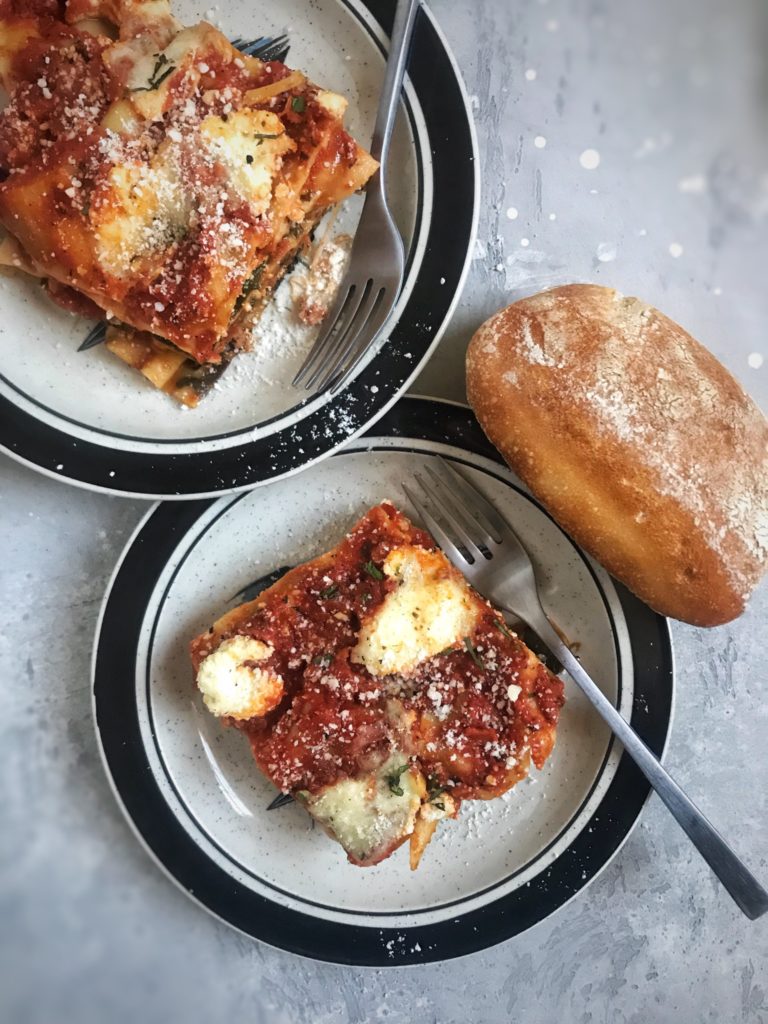 two plates with lasagna on them | RealLifeWithDad.com