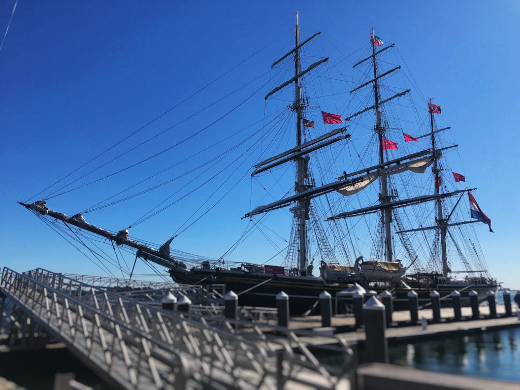 ship docked at boston's fan pier | reallifewithdad.com