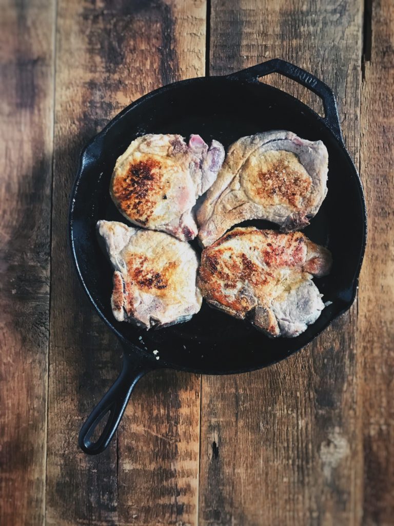 pork chops in skillet