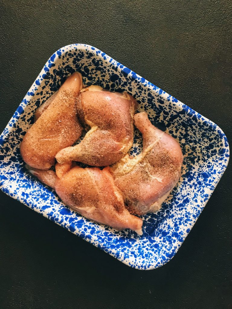 chicken separated in dish