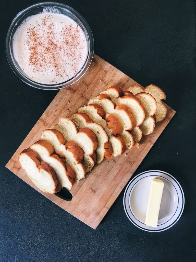 Ingredients for eggnog French toast