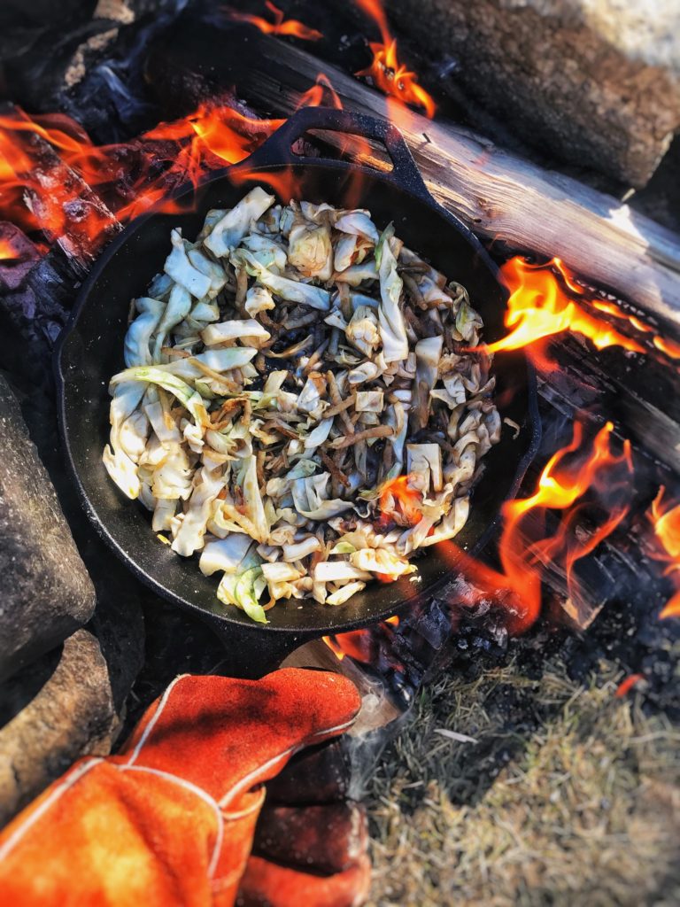 cast iron on the fire