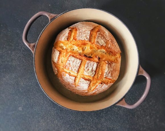 Easy Artisan Bread in a Dutch oven.