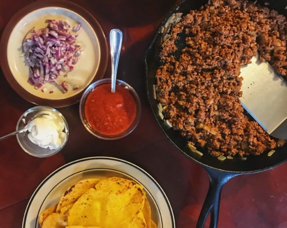 taco night with homemade sourdough corn tortillas