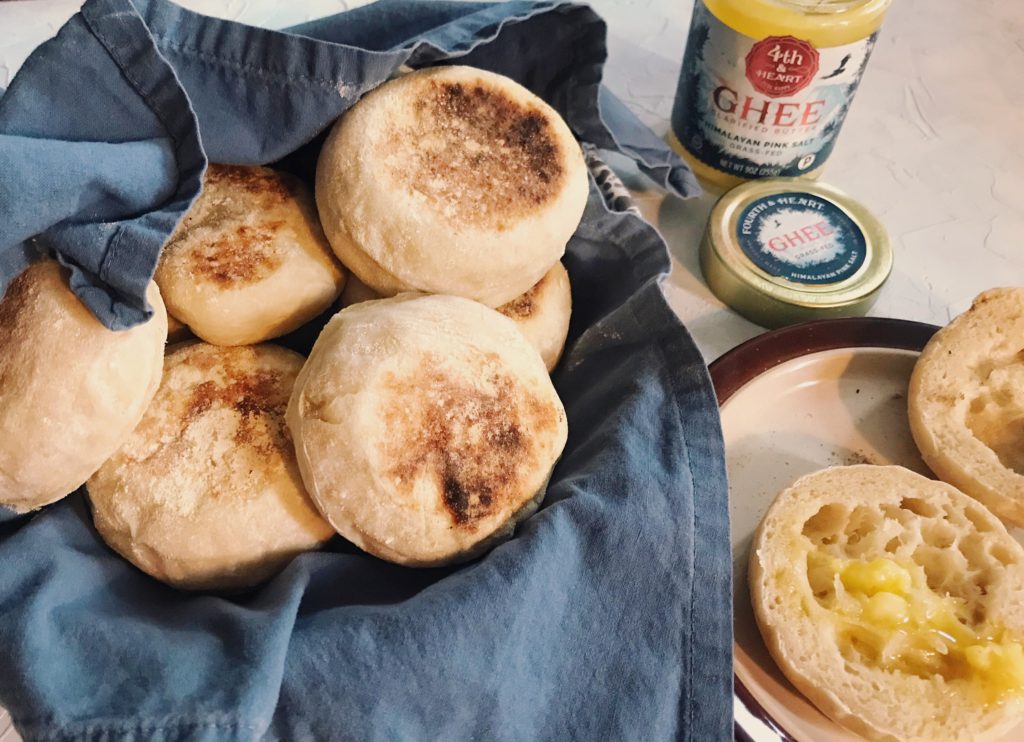Sourdough english muffins with Ghee butter
