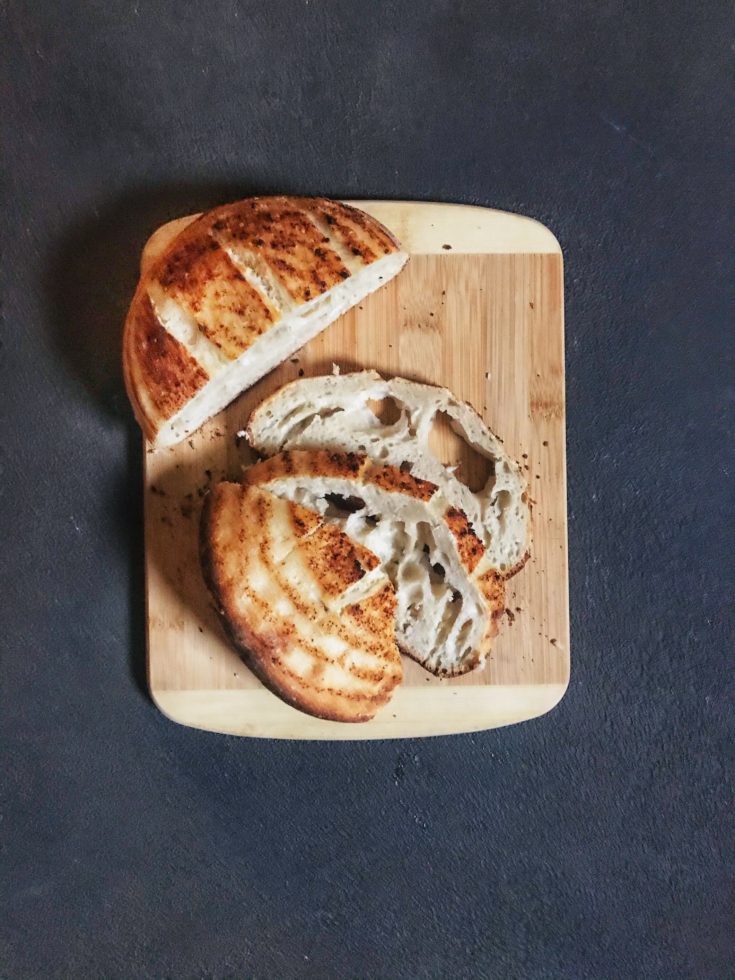 sourdough discard bread on a cutting board